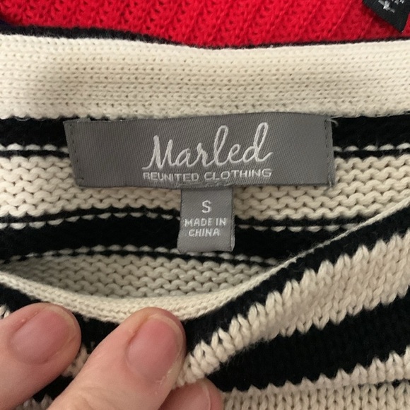 MARLED Black And Cream Stripe Sweater Small - Picture 2 of 2